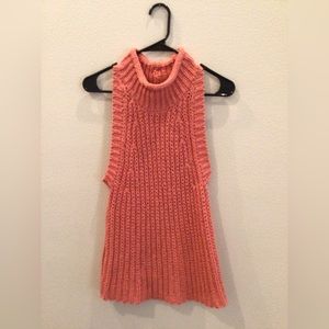 Anthro Moth Coral Chunky Mock Neck Sweater Vest